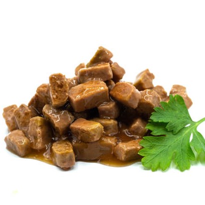 Photo of beautifully arranged
dog food